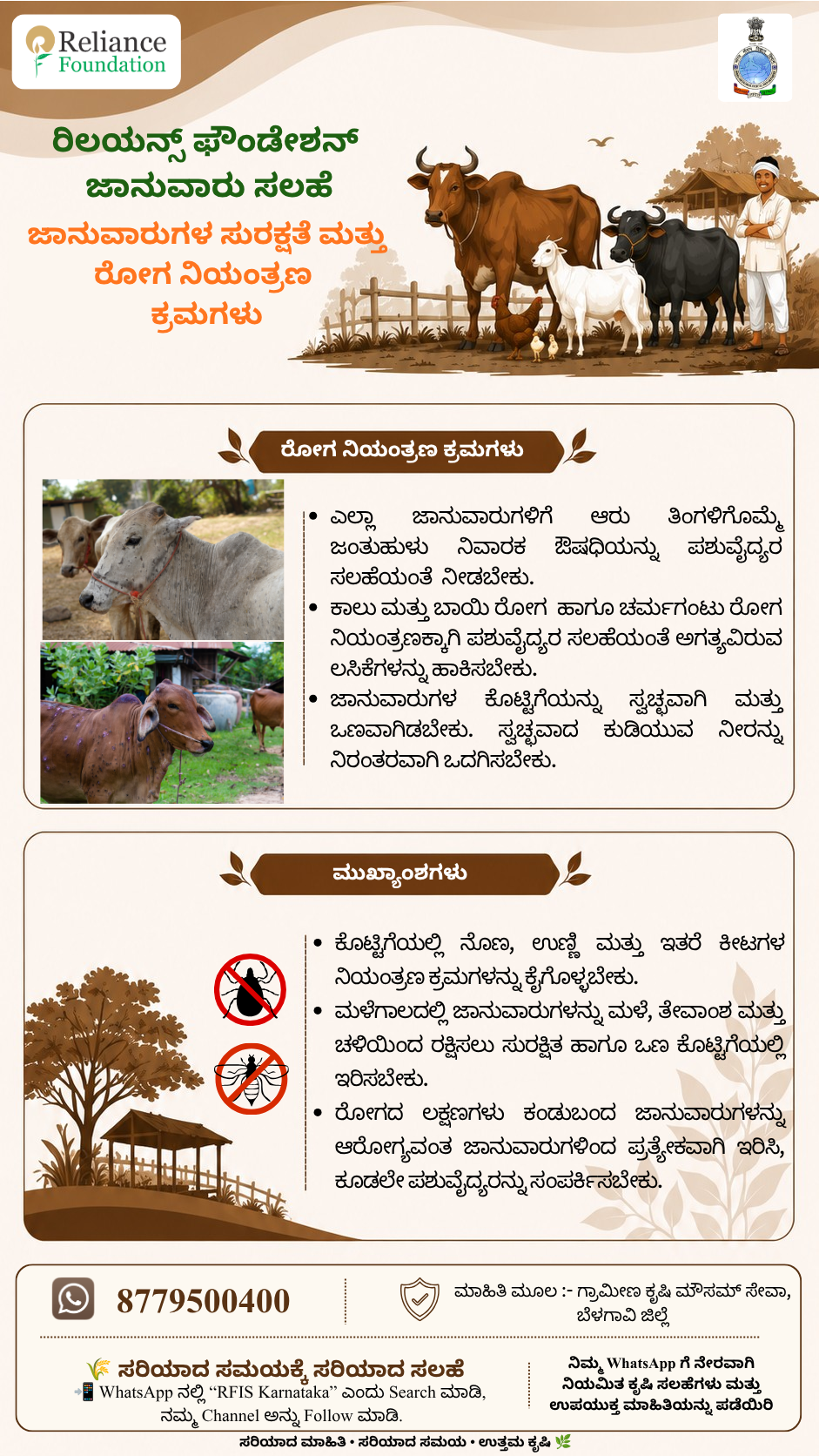 ಕಾಲುಬಾಯಿ ರೋಗ ಮತ್ತು ಚರ್ಮದ ಗಂಟು ರೋಗದಿಂದ ಜಾನುವಾರುಗಳನ್ನು ರಕ್ಷಿಸಲು ಆರೈಕೆ ಮತ್ತು ನಿರ್ವಹಣೆ